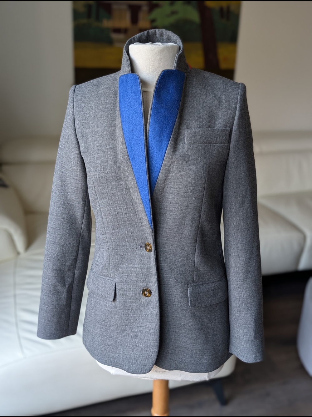 Marc by Marc Jacobs Grey Wool Blazer w/ Red Blue Colorblock Collar 2
